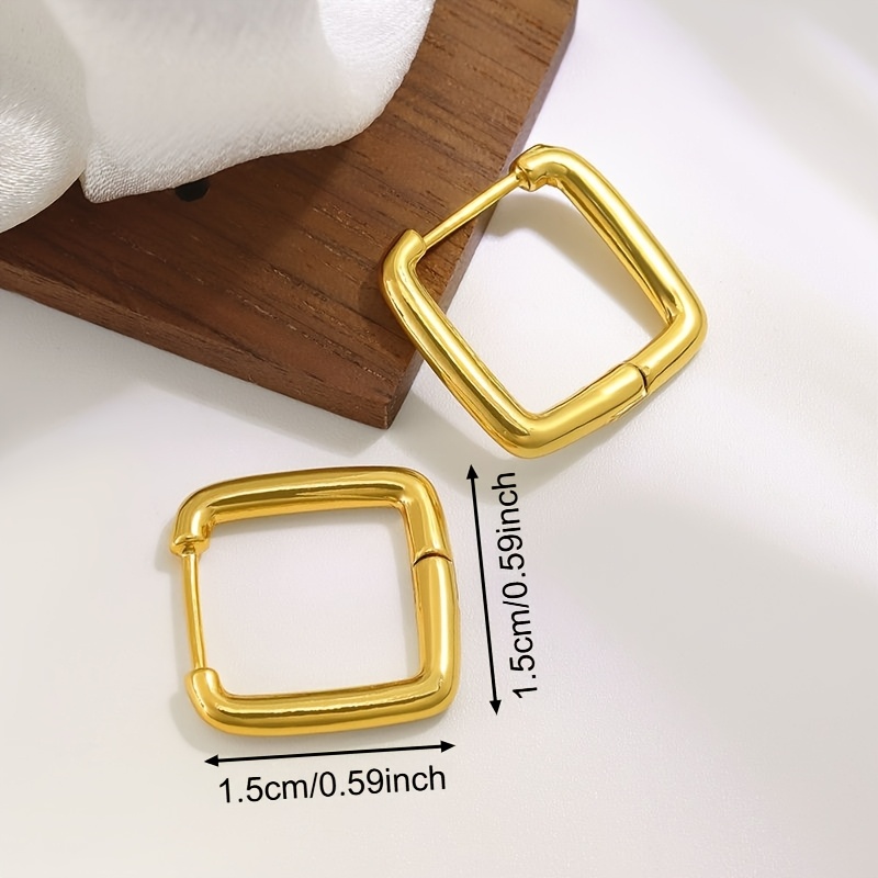 Women's Square Stainless Steel Earrings, Elegant Aesthetic